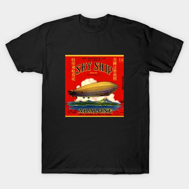 Sky Ship Vintage Abalone Label Cannery Row Monterey T-Shirt by REDWOOD9